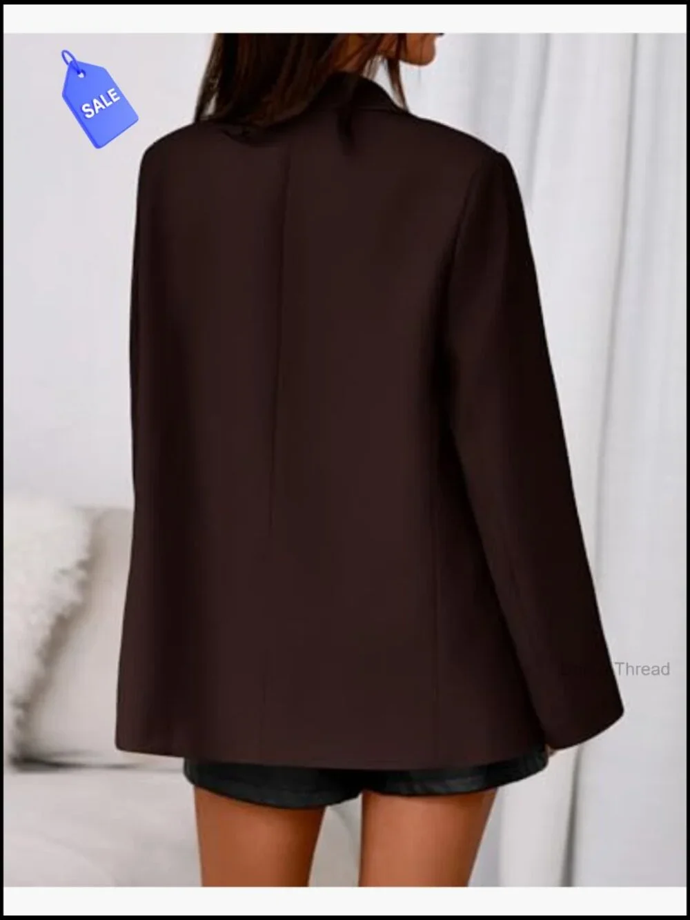 Oversized Blazer Notch Lapel Long Sleeve Business Casual Work Office Jacket - Picture 3 of 7